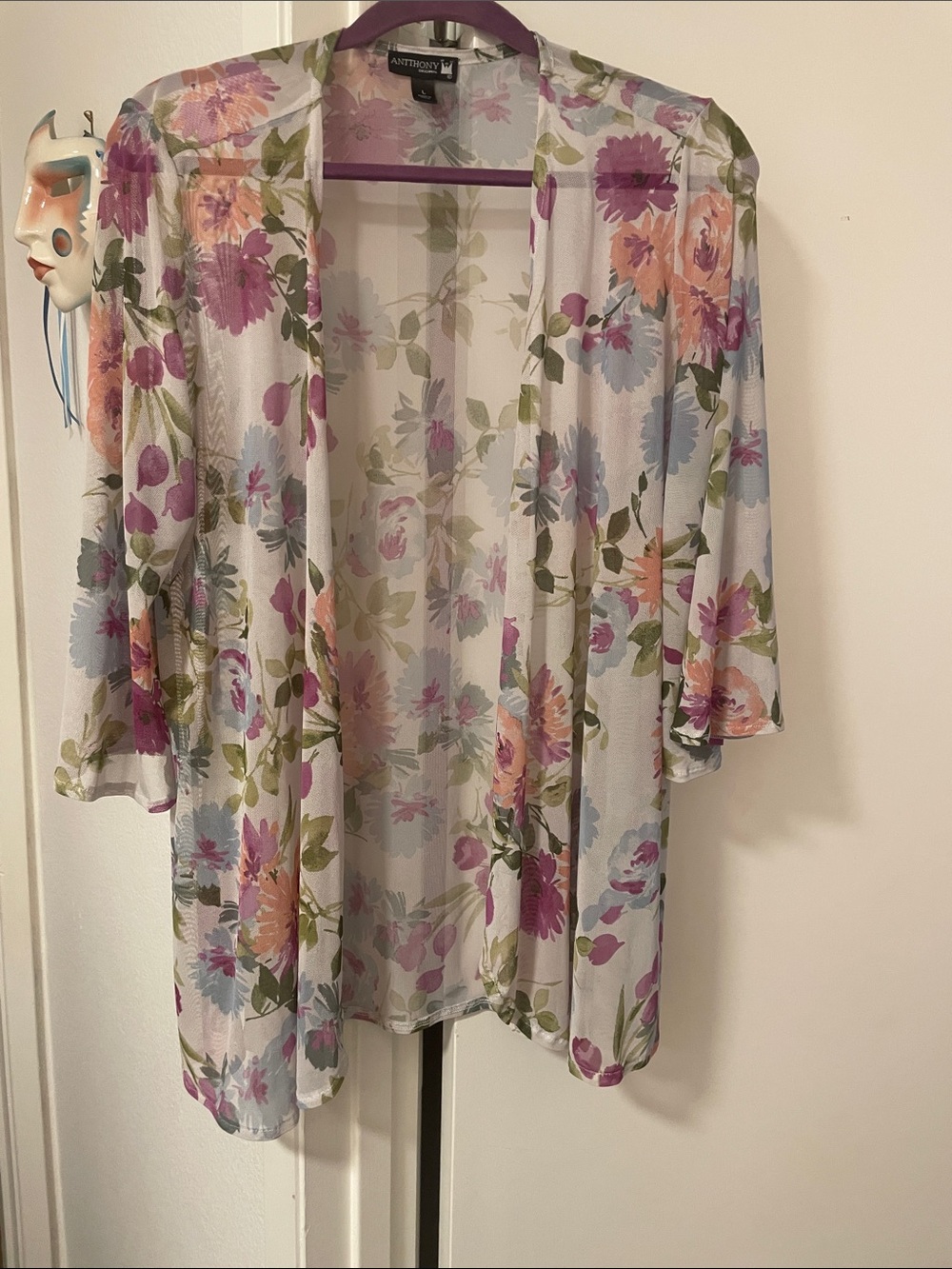 Antthony cream floral topper open front Large